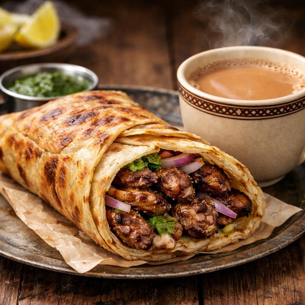 Karak Chai w/ Beef Bihari Paratha Roll